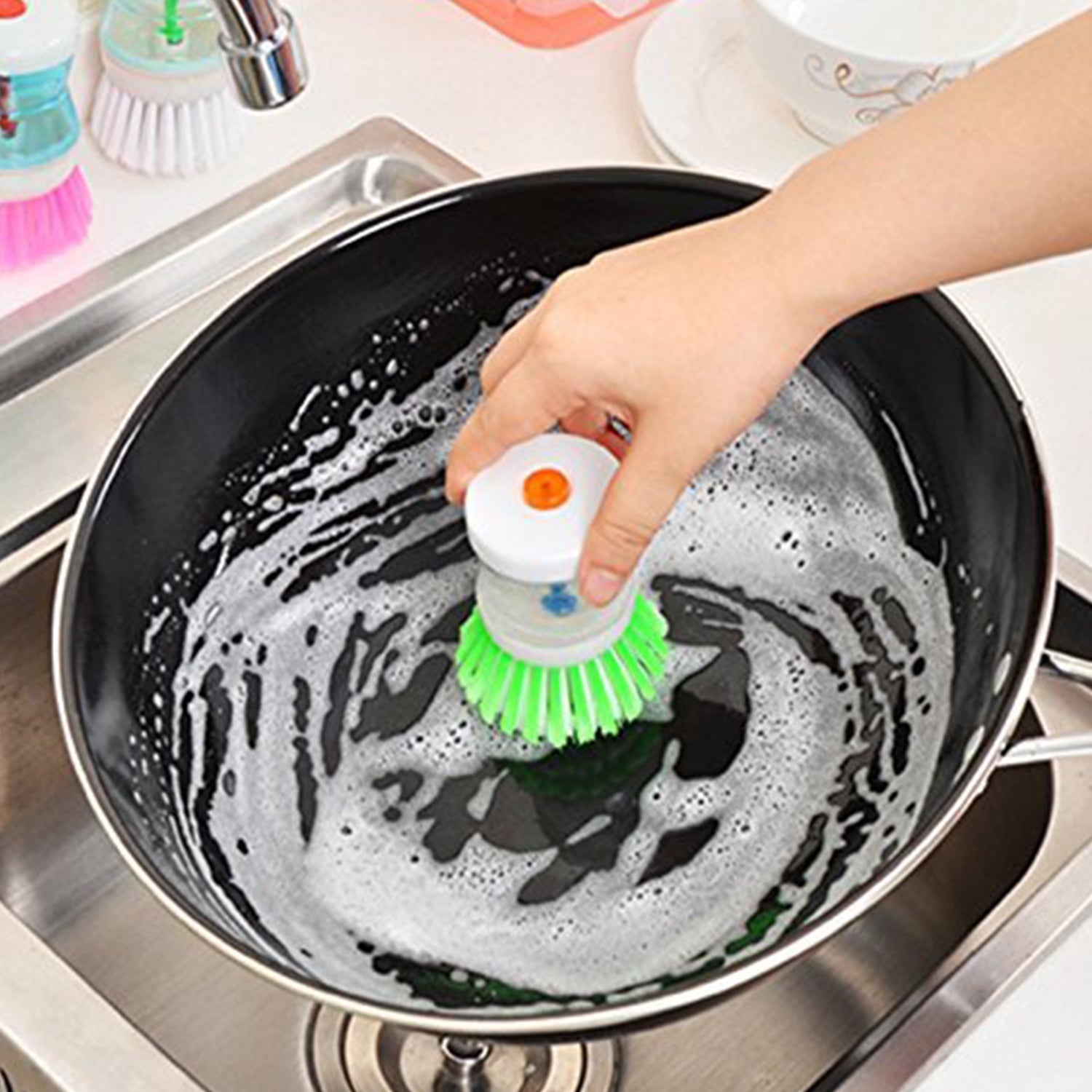 0159A Cleaning Brush with Liquid Soap Dispenser DeoDap 0159A Cleaning Brush with Liquid Soap Dispenser DeoDap